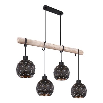 Globo 54029-4H - Lámpara colgante con cable JODIE 4xE27/40W/230V beige/negro