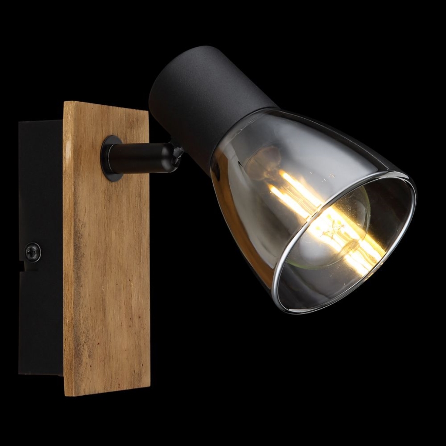 Globo - Lámpara de pared con foco 1xE14/40W/230V negro/madera