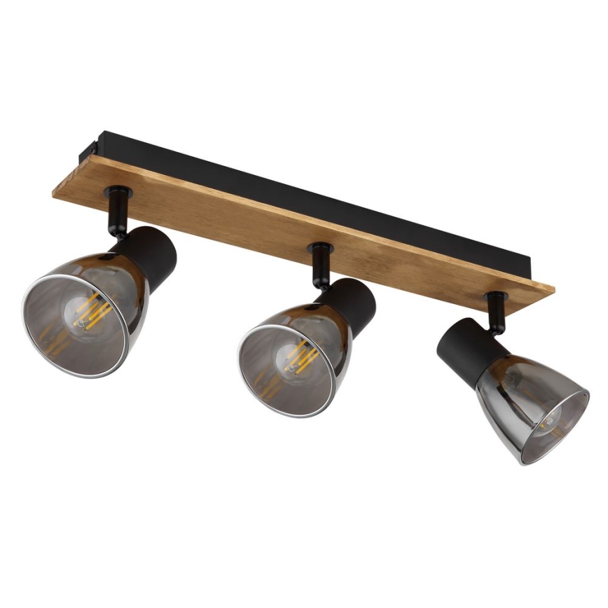 Globo - Lámpara de techo con 3 focos E14/40W/230V negro/madera