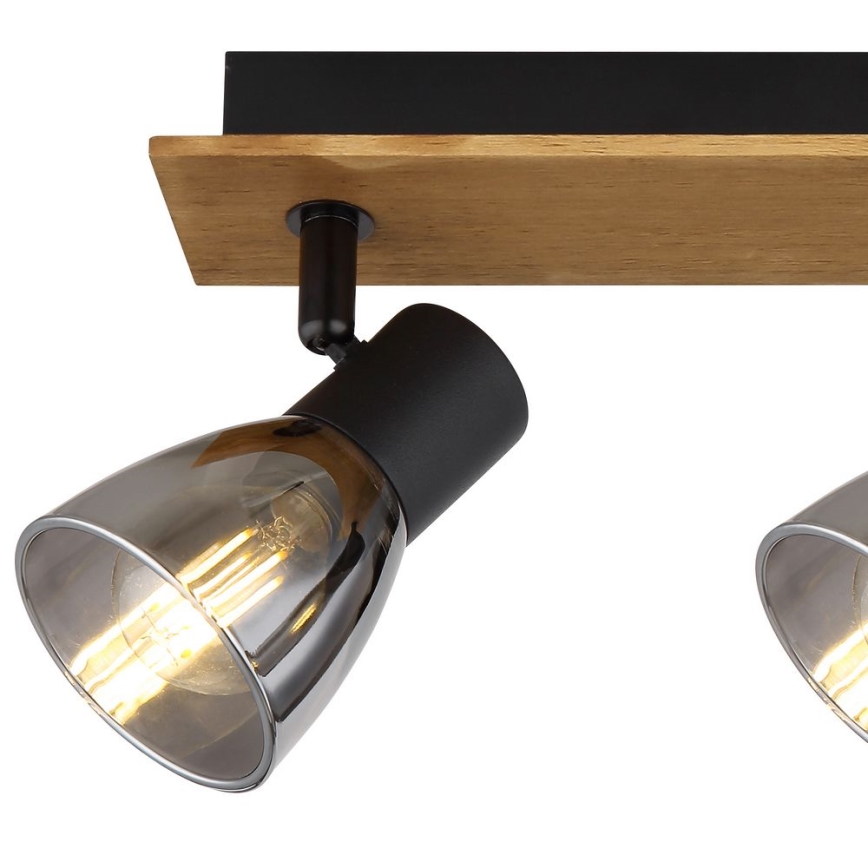 Globo - Lámpara de techo con 3 focos E14/40W/230V negro/madera
