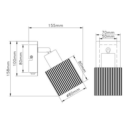 Globo - Aplique de pared con foco 1xE14/25W/230V