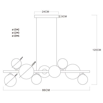 Globo - Lámpara colgante LED en cable 9xG9/3W/230V latón
