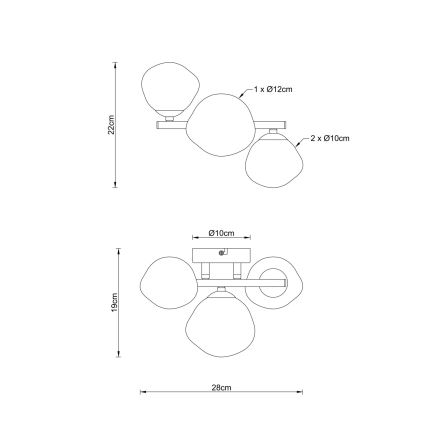 Globo - Lámpara de techo 3xG9/5W/230V 22x28 cm