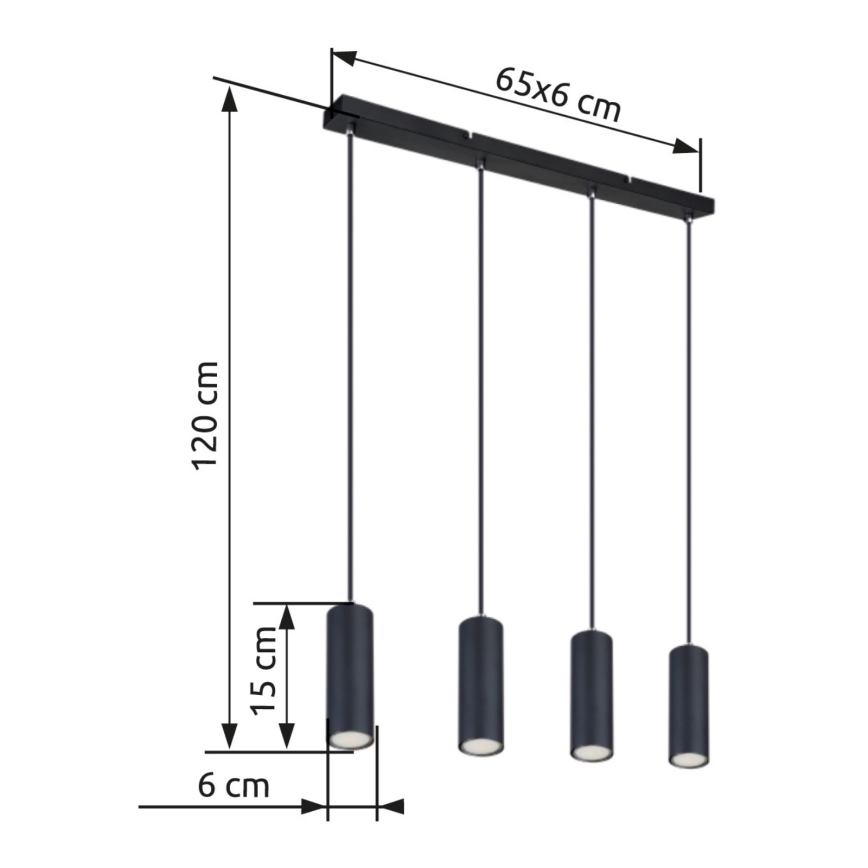 Globo - Lámpara colgante con cable 4xGU10/35W/230V negro