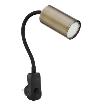 Globo - Foco de pared con enchufe 1xGU10/25W/230V negro/latón