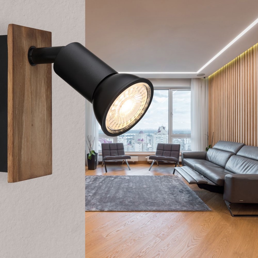 Globo - Lámpara de pared con foco 1xGU10/35W/230V madera/negro