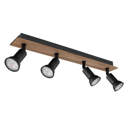Globo - Lámpara de techo con 4 focos GU10/35W/230V madera/metal