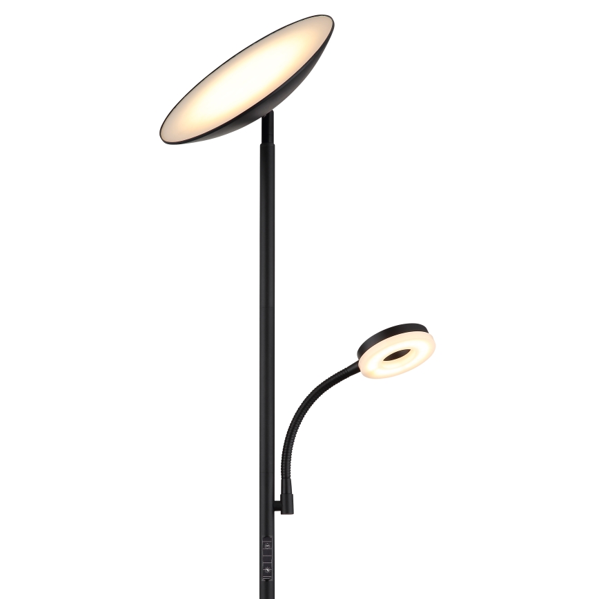 Globo - Lámpara de pie LED regulable LED/20W/230V+ LED/5W 3000/4000/6500K negra