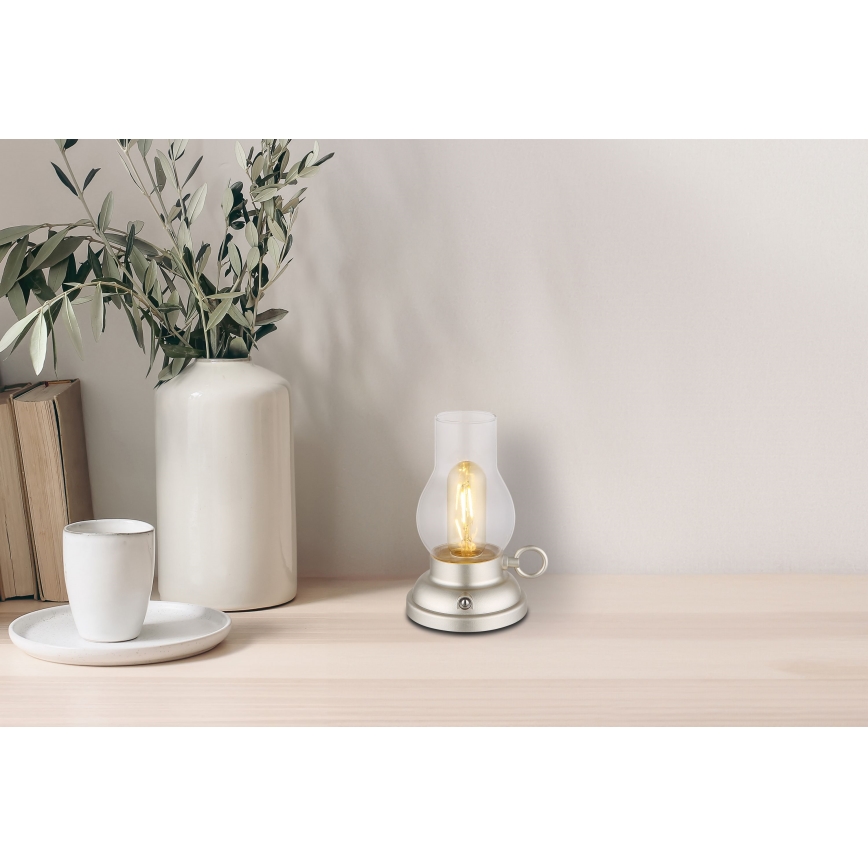 Globo - Lámpara de mesa táctil recargable LED regulable LED/1W/3,7V 1200 mAh cromo mate