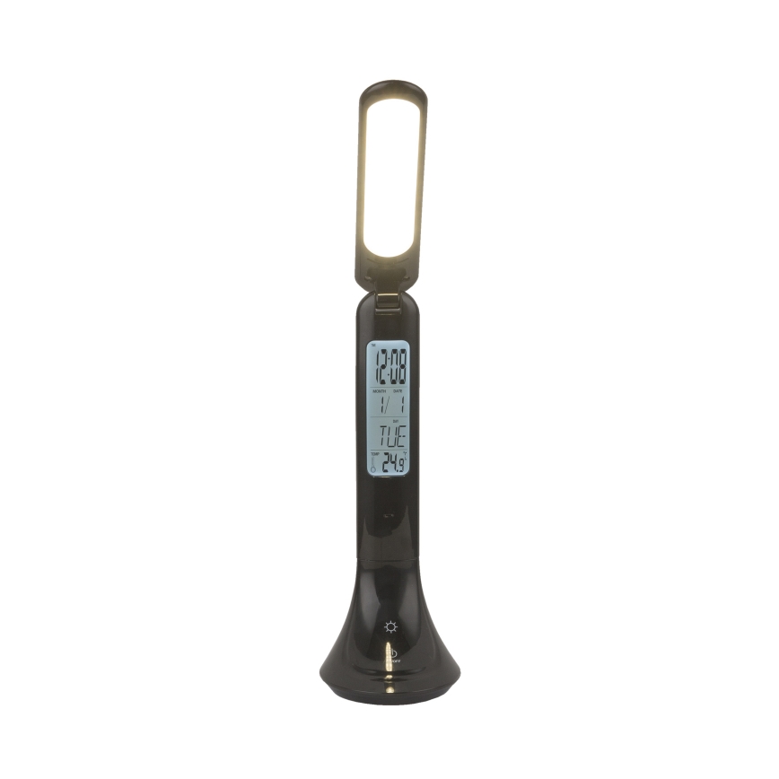 Globo - Lámpara de sobremesa LED recargable y regulable con pantalla LED/4W/230V 2200 mAh negra