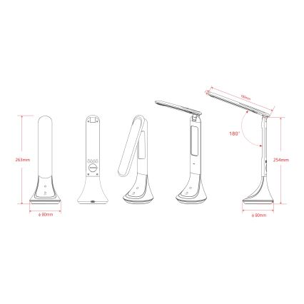 Globo - Lámpara de sobremesa LED recargable y regulable con pantalla LED/4W/230V 2200 mAh negra