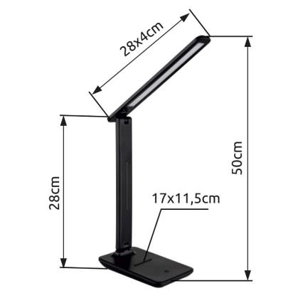 Globo - Lámpara de mesa LED táctil regulable LED/5W/230V 2700/4000/6500K negra