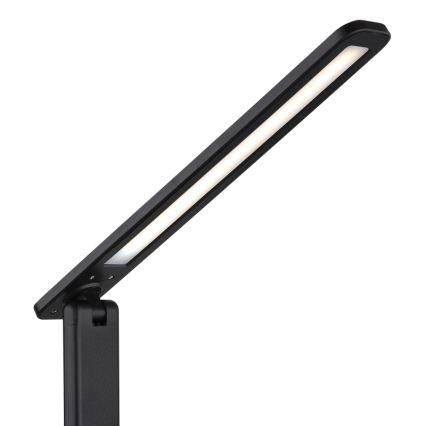 Globo - Lámpara de mesa LED recargable táctil regulable, 4W/5V, 2700/4000/6500K, 1800 mAh, negra