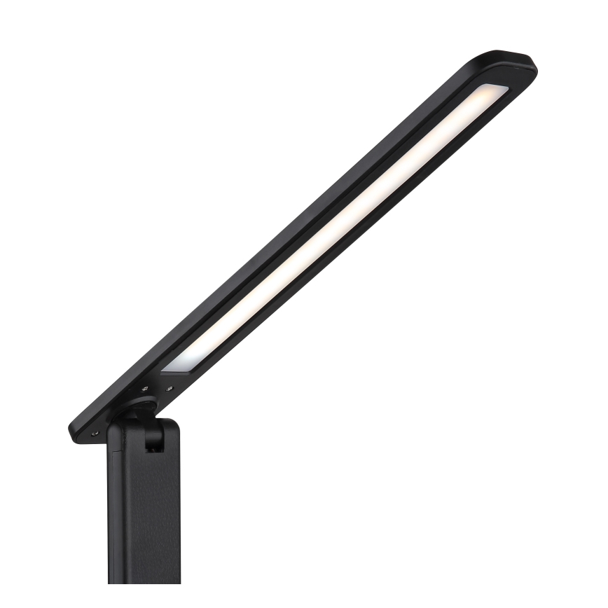 Globo - Lámpara de mesa LED recargable táctil regulable, 4W/5V, 2700/4000/6500K, 1800 mAh, negra