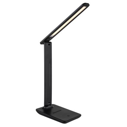 Globo - Lámpara de mesa LED recargable táctil regulable, 4W/5V, 2700/4000/6500K, 1800 mAh, negra