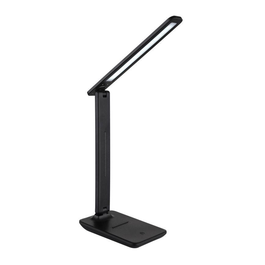 Globo - Lámpara de mesa LED recargable táctil regulable, 4W/5V, 2700/4000/6500K, 1800 mAh, negra