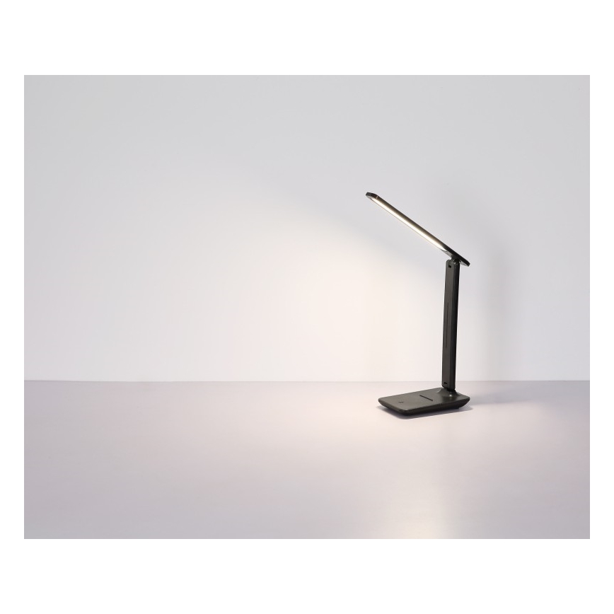 Globo - Lámpara de mesa LED recargable táctil regulable, 4W/5V, 2700/4000/6500K, 1800 mAh, negra