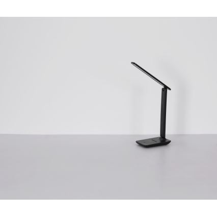Globo - Lámpara de mesa LED recargable táctil regulable, 4W/5V, 2700/4000/6500K, 1800 mAh, negra