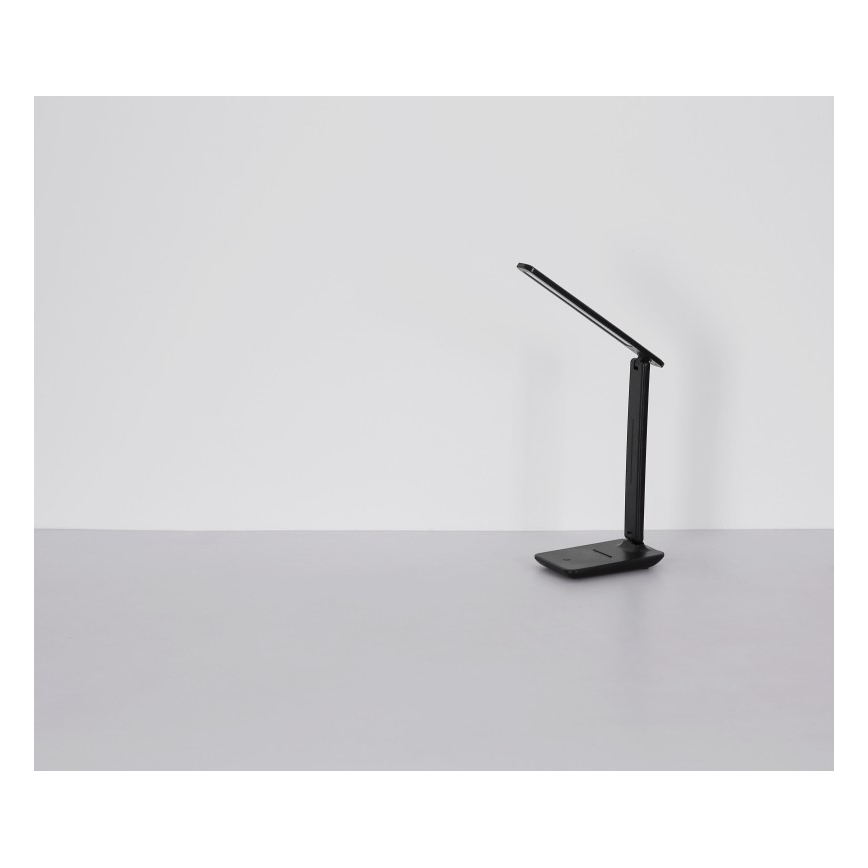 Globo - Lámpara de mesa LED recargable táctil regulable, 4W/5V, 2700/4000/6500K, 1800 mAh, negra