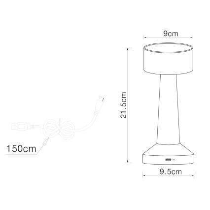 Globo - Lámpara de mesa táctil LED regulable LED/1W/3,7V 2700K/4000K/6500K 800 mAh USB blanca