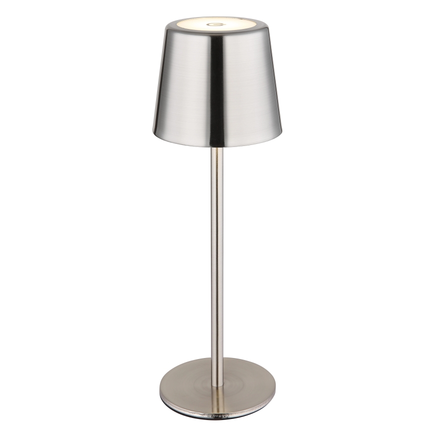 Globo - Lámpara de mesa LED recargable de control táctil y regulable, LED/2W/3,7V 3000/4000/6000K 2200 mAh cromo brillante