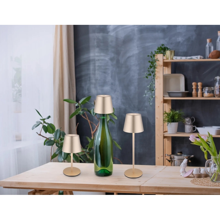 Globo - Lámpara de mesa recargable táctil regulable para exterior 3 en 1 LED/3W/5V 3000/4000/5000K IP54 1800 mAh latón