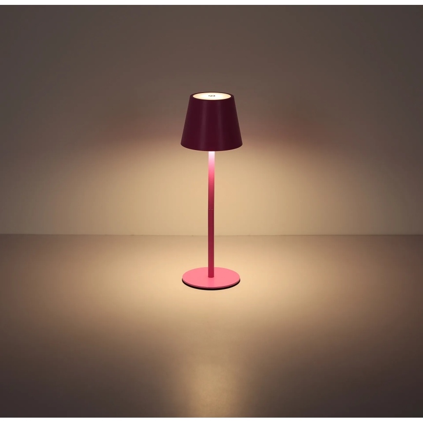 Globo - Lámpara de mesa exterior LED recargable, táctil y regulable 3 en 1 LED/3W/5V 3000/4000/5000K IP54 1800 mAh rosa