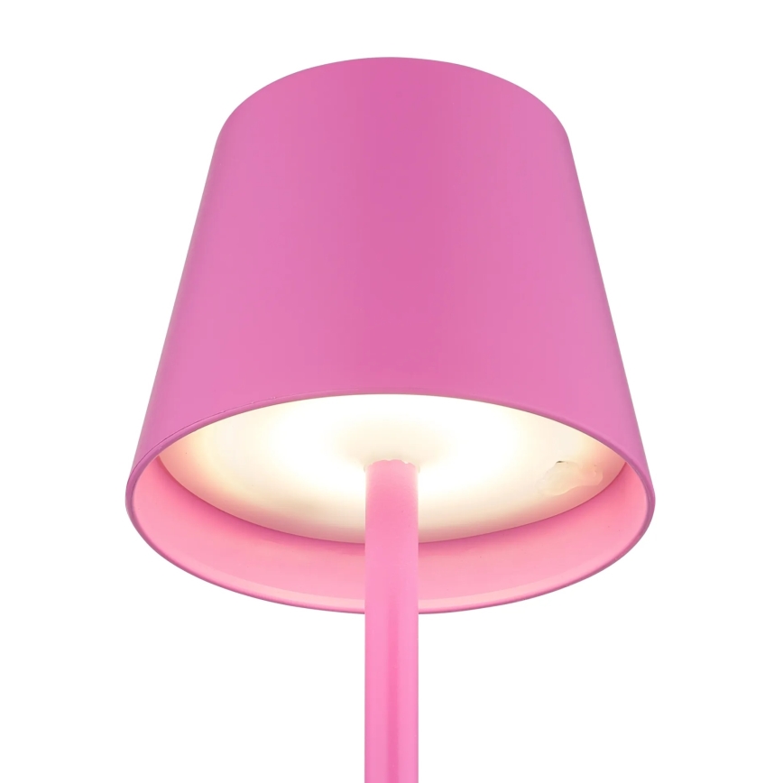 Globo - Lámpara de mesa exterior LED recargable, táctil y regulable 3 en 1 LED/3W/5V 3000/4000/5000K IP54 1800 mAh rosa