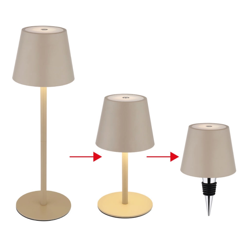 Globo - Lámpara de mesa recargable para exterior LED táctil y regulable 3 en 1 LED/3W/5V 3000/4000/5000K IP54 1800 mAh