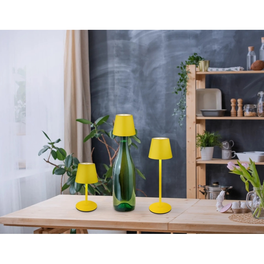 Globo - Lámpara de mesa exterior recargable táctil LED regulable 3 en 1 LED/3W/5V 3000/4000/5000K IP54 1800 mAh amarilla