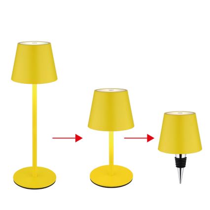 Globo - Lámpara de mesa exterior recargable táctil LED regulable 3 en 1 LED/3W/5V 3000/4000/5000K IP54 1800 mAh amarilla