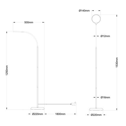 Globo - Lámpara de pie táctil regulable LED/8W/230V 2700K/4000K/6500K negra