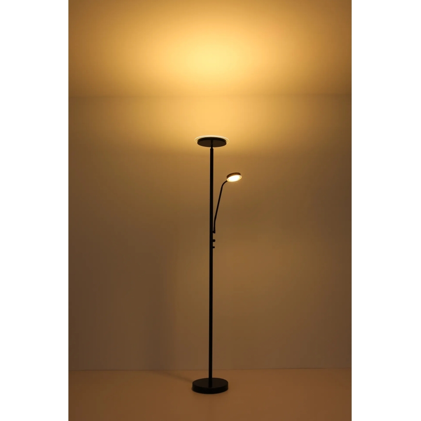 Globo - Lámpara de pie LED regulable LED/18,5W/230V + LED/4,5W 3000K negra
