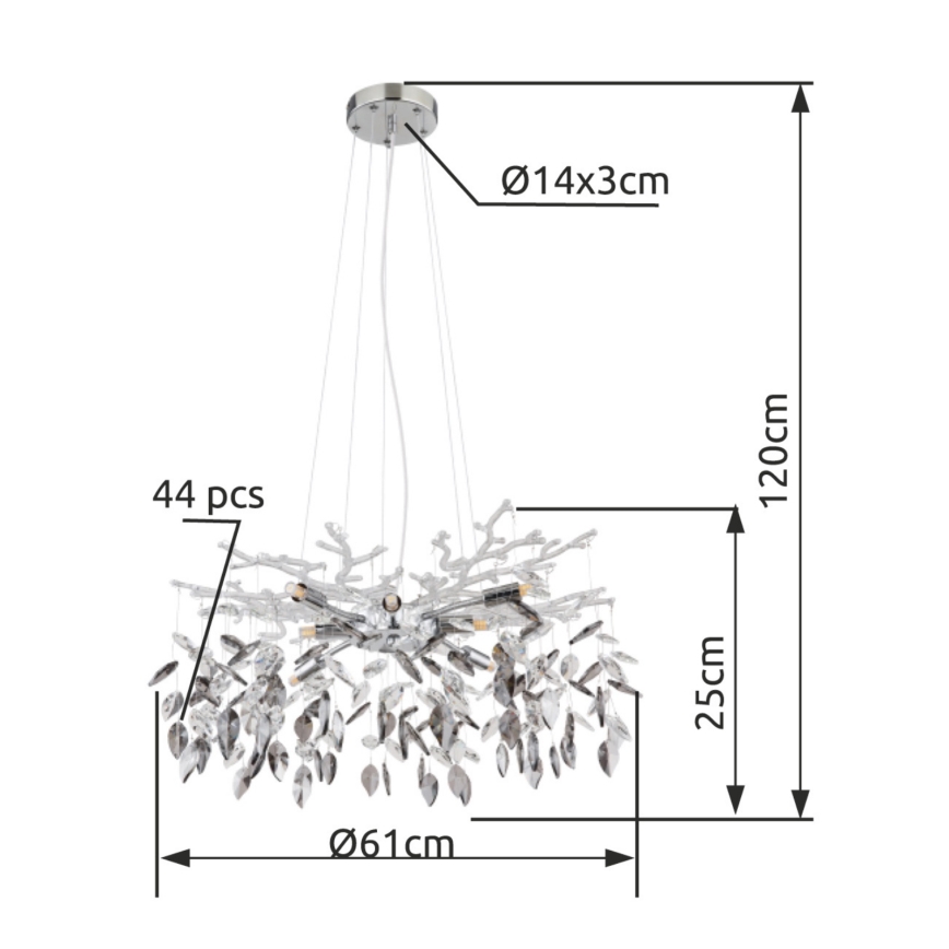 Globo - Lámpara colgante 8xG9/8W/230V diá. 61 cm dorado