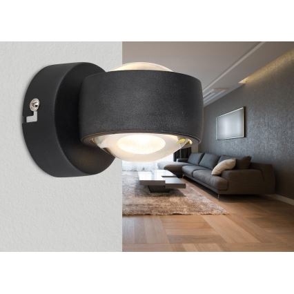 Globo - Aplique de pared LED LED/7W/230V 3000K negro