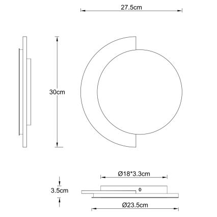 Globo - Aplique de pared LED/14W/230V/3000K Ø 30 cm