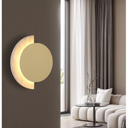 Globo - Aplique de pared LED 8W/230V 3000K, diámetro 20 cm, travertino