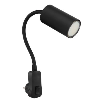 Globo - Aplique de pared con foco enchufable 1xGU10/35W/230V negro