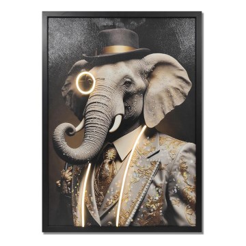 Globo - Cuadro decorativo recargable con iluminación LED (LED/5W/5V), 72x52 cm, 1000 mAh, elefante