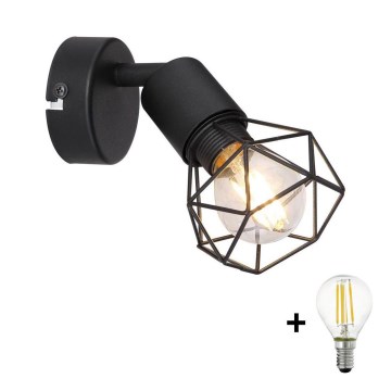 Globo - Foco LED de pared 1xE14/6W/230V negro