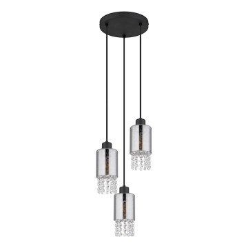 Globo - Lámpara colgante 3xE27/40W/230V diá. 25 cm negro