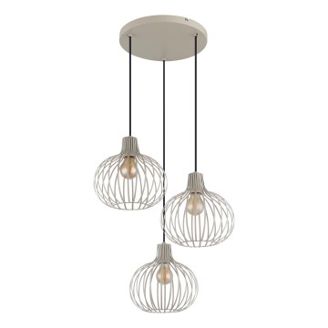 Globo - Lámpara colgante con cable 3xE27/40W/230V beige