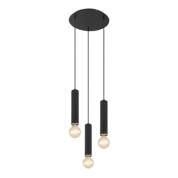 Globo - Lámpara colgante con cable 3xE27/60W/230V madera negra