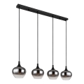 Globo - Lámpara colgante con cable 4xE27/40W/230V negra