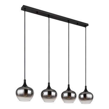 Globo - Lámpara colgante con cable 4xE27/40W/230V negra