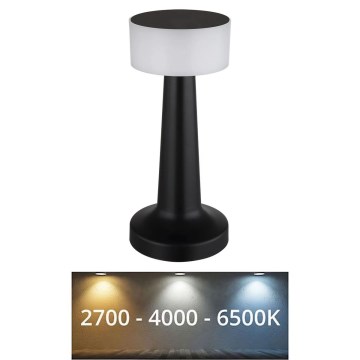 Globo - Lámpara de mesa táctil LED regulable LED/1W/3,7V 2700K/4000K/6500K 800 mAh USB negra