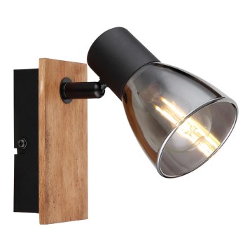 Globo - Lámpara de pared con foco 1xE14/40W/230V negro/madera