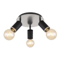 Globo - Lámpara de techo con 3 focos E27/60W/230V madera negra