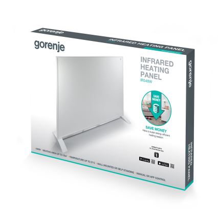 GORENJE IR540W - Panel infrarrojo eléctrico inteligente 540 W con temporizador y Wi-Fi, negro