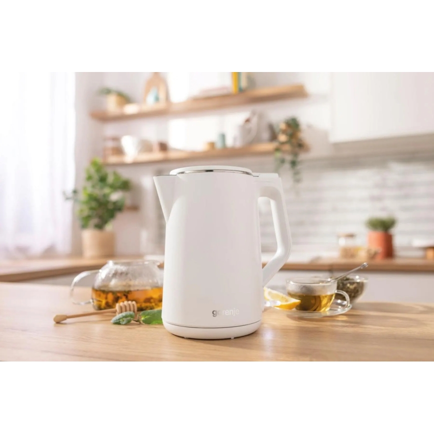 GORENJE K15DWW - Hervidor eléctrico rápido 1,5 l, 2200 W/230 V, blanco